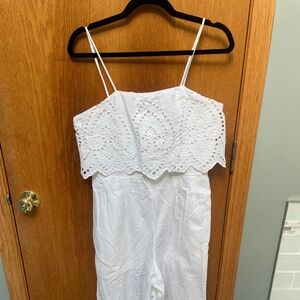 White eyelet jumpsuit